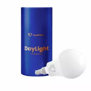 żarówka E14 Full Spectrum z niebieskim opakowaniem produktowym