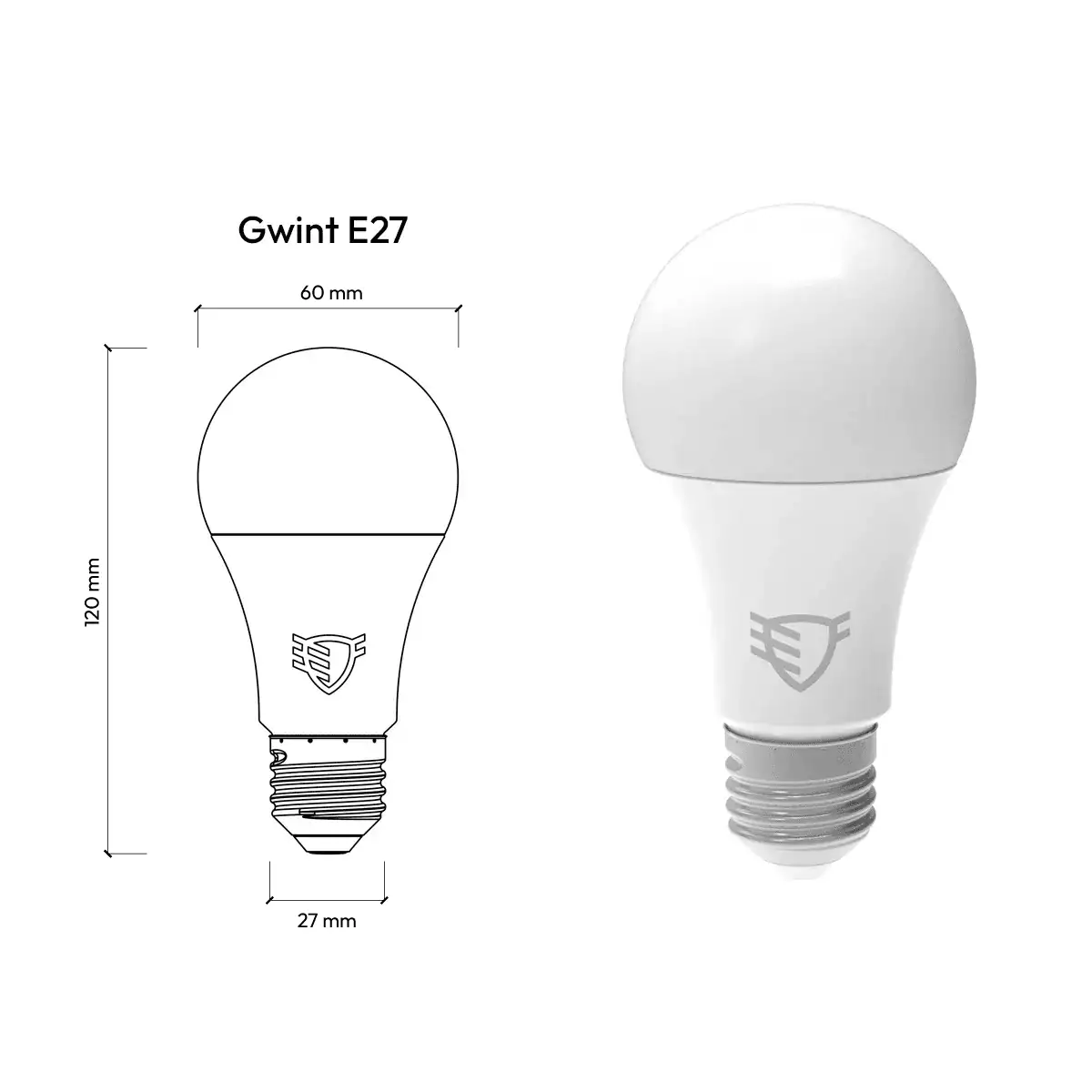Gwint do żarówki DayLight E27, wymiary