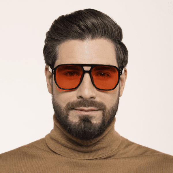 Okulary Fomo NightShield z pomarańczowymi soczewkami i czarnymi oprawkami