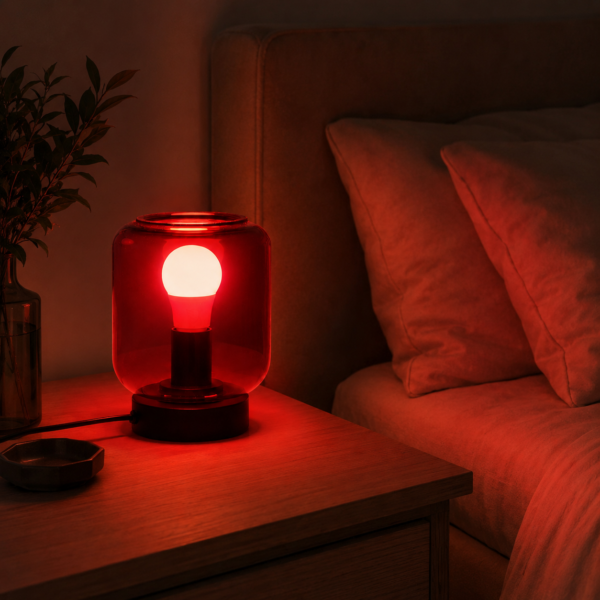 lampka Aura z żarówką NightTroch w sypialni