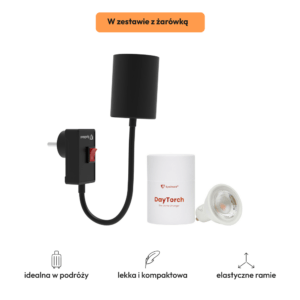 Kompaktowa lampka do kontaktu Flexo w zestawie z żarówką DayTorch