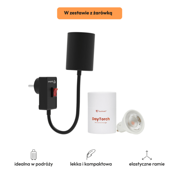 Kompaktowa lampka do kontaktu Flexo w zestawie z żarówką DayTorch