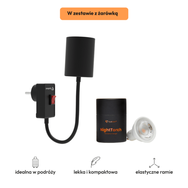 Kompaktowa lampka do kontaktu Flexo w zestawie z żarówką NightTorch