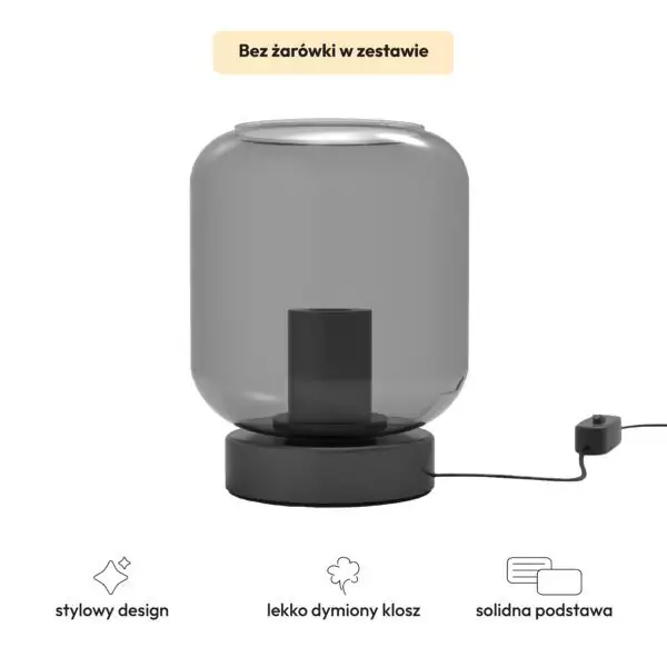 Czarna lampka aura z czarnym kloszem