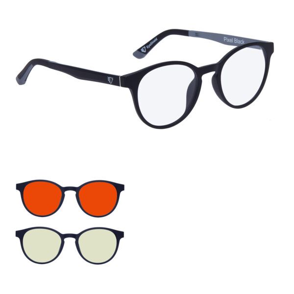 Okulary dla dzieci z nakładkami magnetycznymi Pixel Black