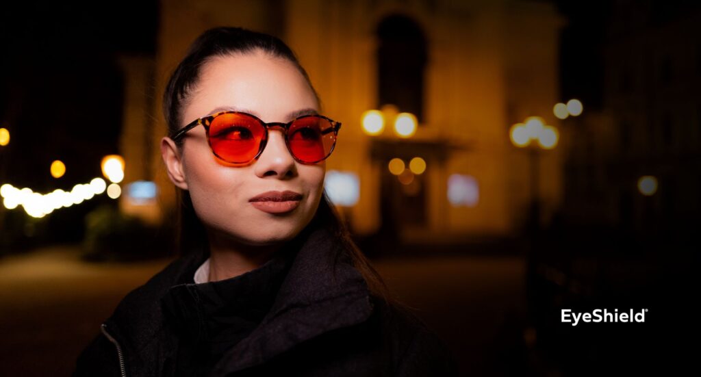 Pomarańczowe okulary blokujące światło niebieskie